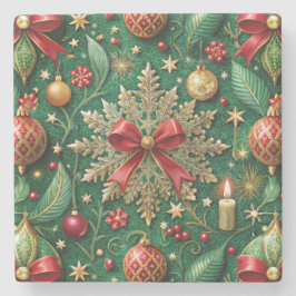 Christmas Theme Pattern Gold Snowflake Stenunderlägg