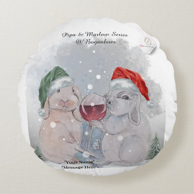 Christmas Theme Pipa & Marlow print Rund Kudde (Framsidan)