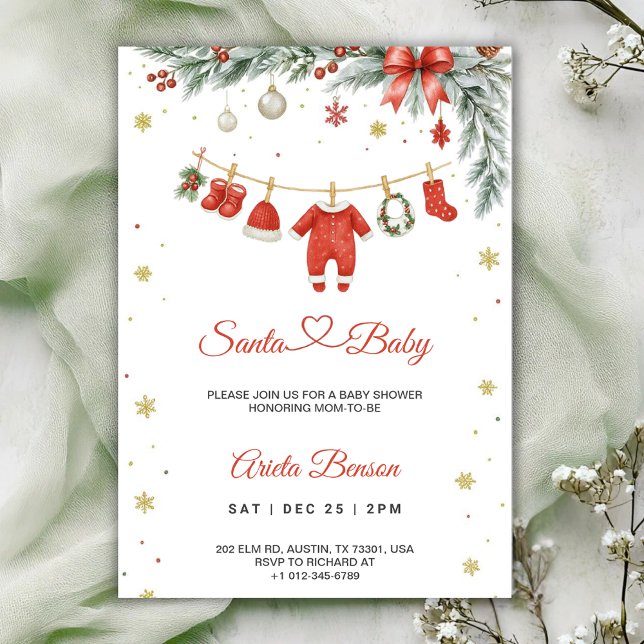 Christmas themed baby shower invitation inbjudningar (Skapare uppladdad)