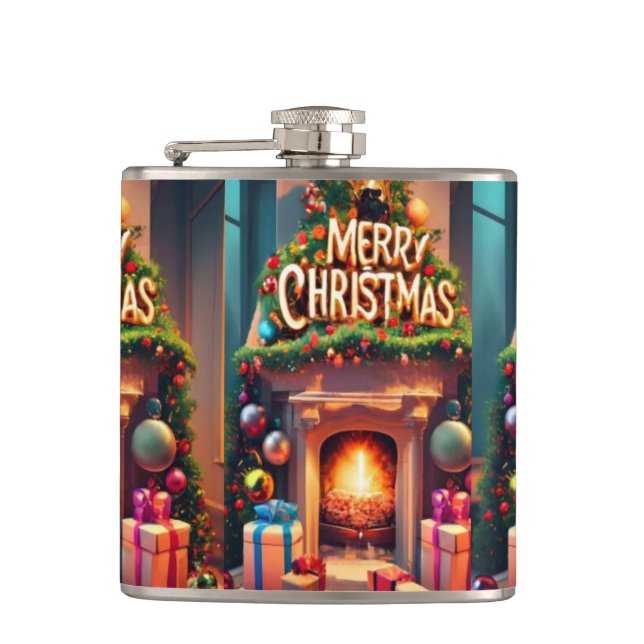 Christmas Themed Hip Flask – Merry Christmas Firep Fickplunta (Framsidan)