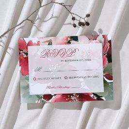 Christmas Themed Red Floral Wedding OSA Kort