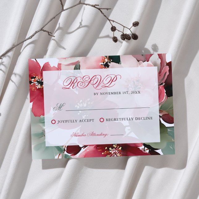  Christmas Themed Red Floral Wedding  OSA Kort (Skapare uppladdad)