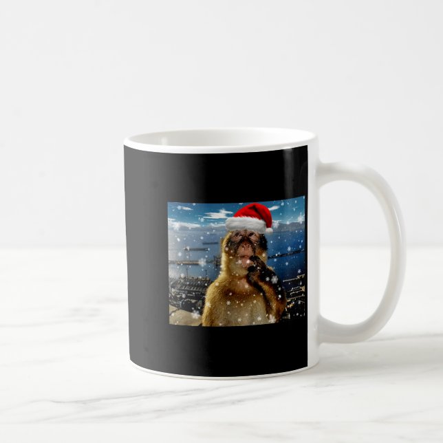 Christmas Thinking Monkey Meme Brainrot Xmas Gift  Kaffemugg (Höger)