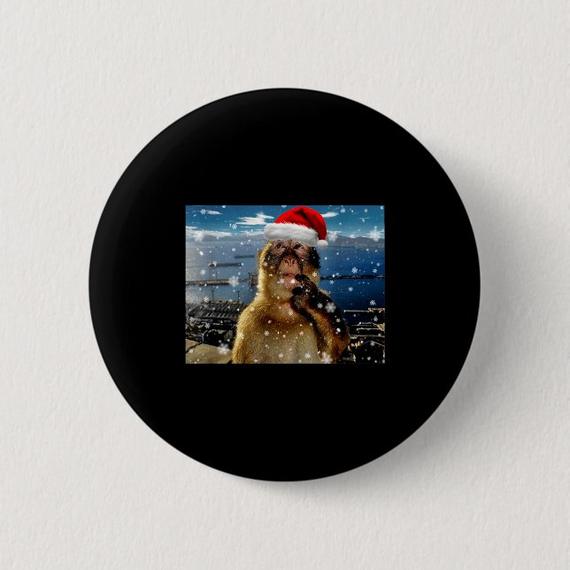 Christmas Thinking Monkey Meme Brainrot Xmas Gift  Knapp (Framsida)