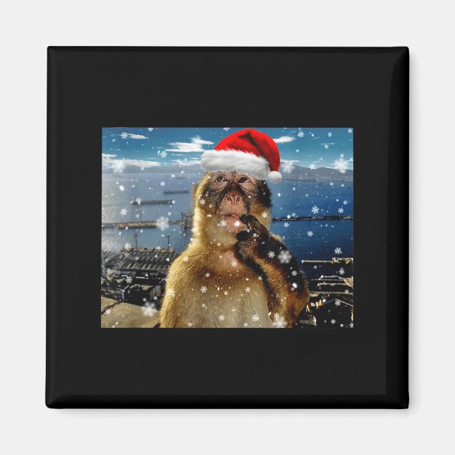 Christmas Thinking Monkey Meme Brainrot Xmas Gift  Magnet (Framsidan)