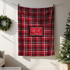 Christmas Throw Blanket Red Black Tartan Style Fleecefilt