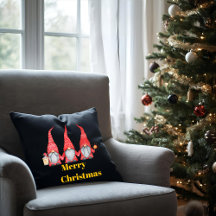 Christmas Throw Pillow with Gnome