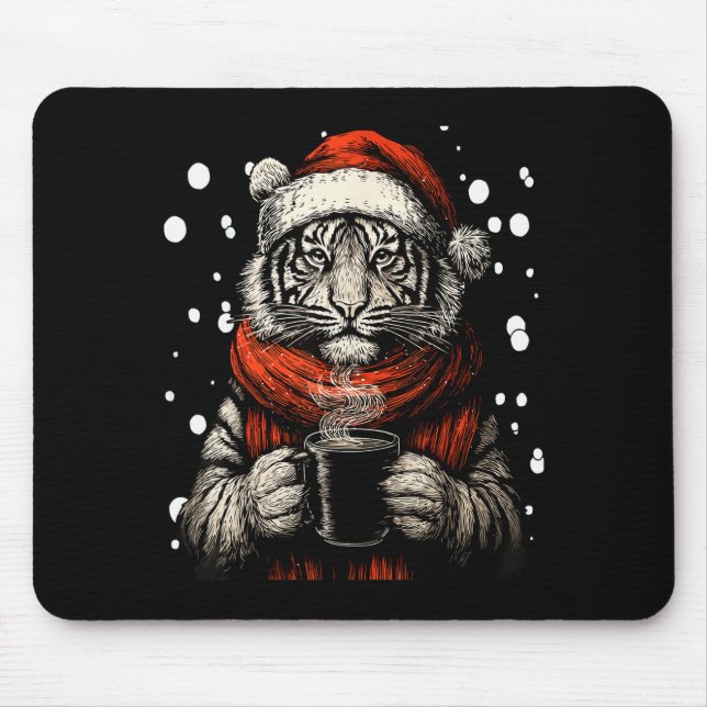 Christmas Tiger With Santa Hat Coffee Lover Funny  Musmatta (Framsidan)