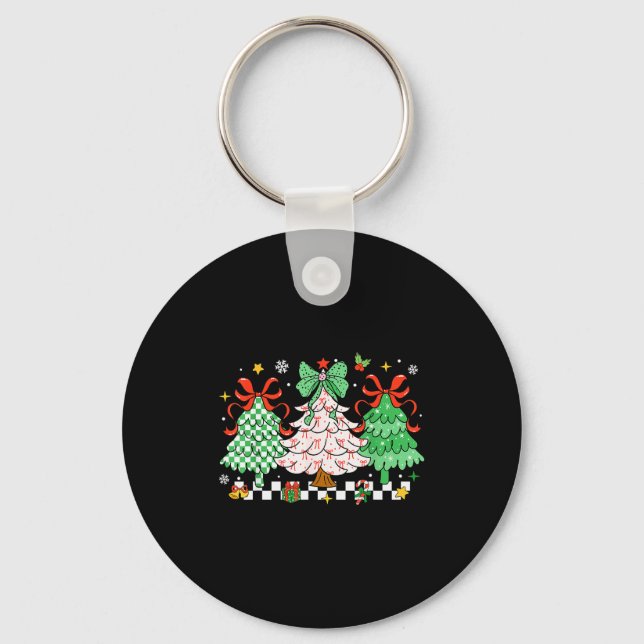 Christmas Tis The Season Coquette Bow Christmas Tr Nyckelring (Framsida)