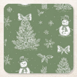 Christmas toile coaster underlägg papper kvadrat