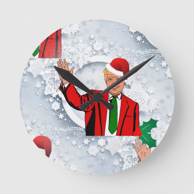 christmas Tomddonald-trump Rund Klocka (Framsida)