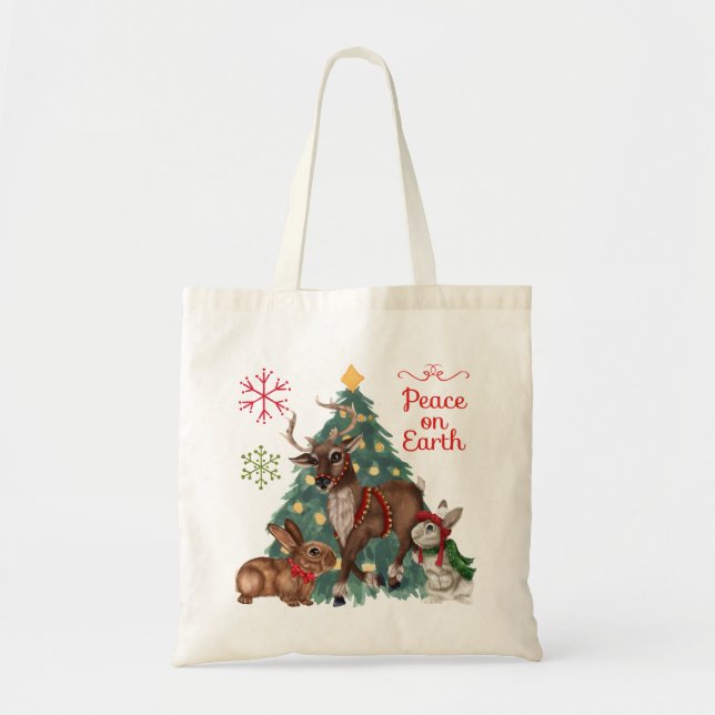 Christmas tote with Woodland ANimals Tygkasse (Framsidan)