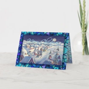 CHRISTMAS TOWN & STAINED GLASS by SHARON SHARPE Helgkort