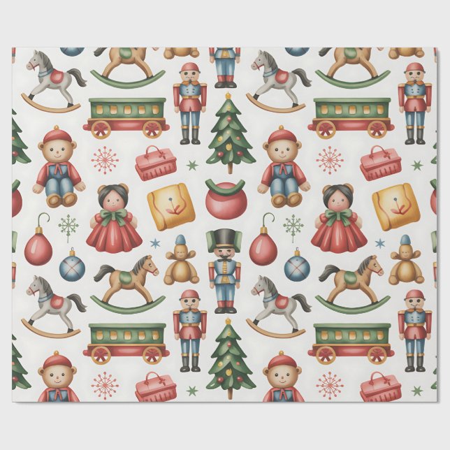 Christmas Toyland & Trains Wrapping Paper for Kids Presentpapper (Platt)