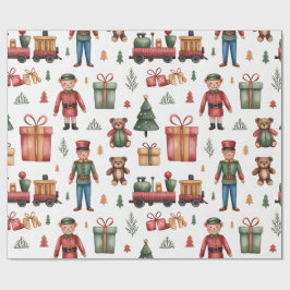 Christmas Toyland & Trains Wrapping Paper for Kids Presentpapper