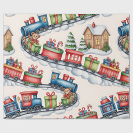 Christmas Toyland & Trains Wrapping Paper for Kids Presentpapper