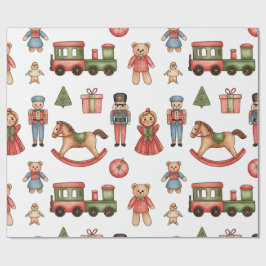 Christmas Toyland & Trains Wrapping Paper for Kids Presentpapper