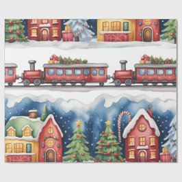 Christmas Toyland & Trains Wrapping Paper for Kids Presentpapper