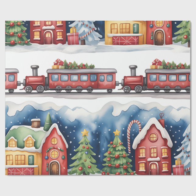 Christmas Toyland & Trains Wrapping Paper for Kids Presentpapper (Platt)