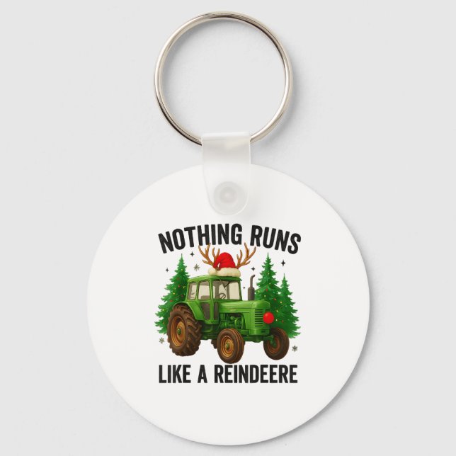 Christmas Tractor Farm Nothing Runs Like A Reindee Nyckelring (Framsida)