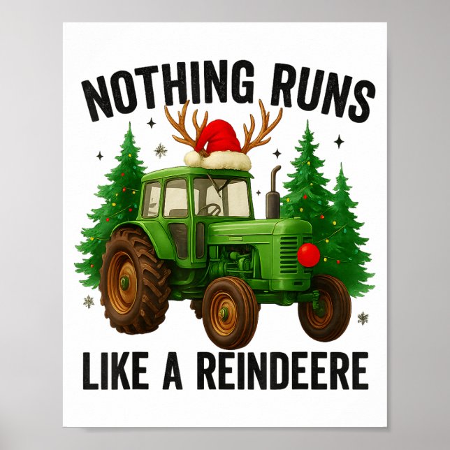 Christmas Tractor Farm Nothing Runs Like A Reindee Poster (Framsidan)