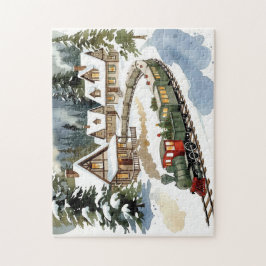 Christmas Train Around Cozy Chalet Village Puzzle Pussel