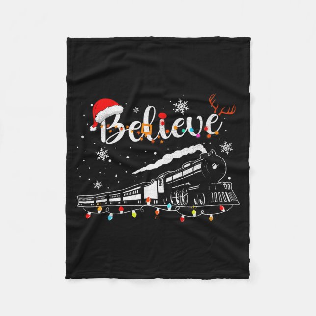 Christmas Train Christmas Believe Express Xmas San Fleecefilt (Framsidan)