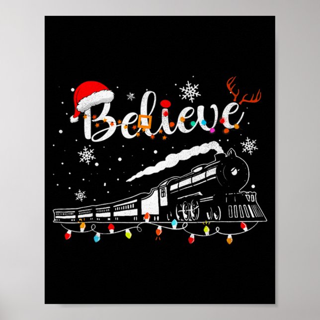 Christmas Train Christmas Believe Express Xmas San Poster (Framsidan)