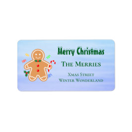 Christmas Treats Gingerbread Man Candy Cane Adressetikett