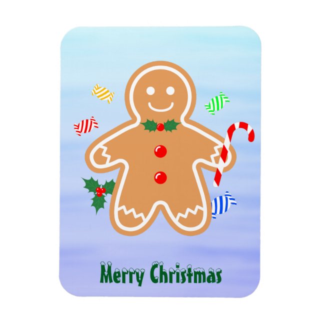 Christmas Treats Gingerbread Man Candy Cane Magnet (Vertikal)