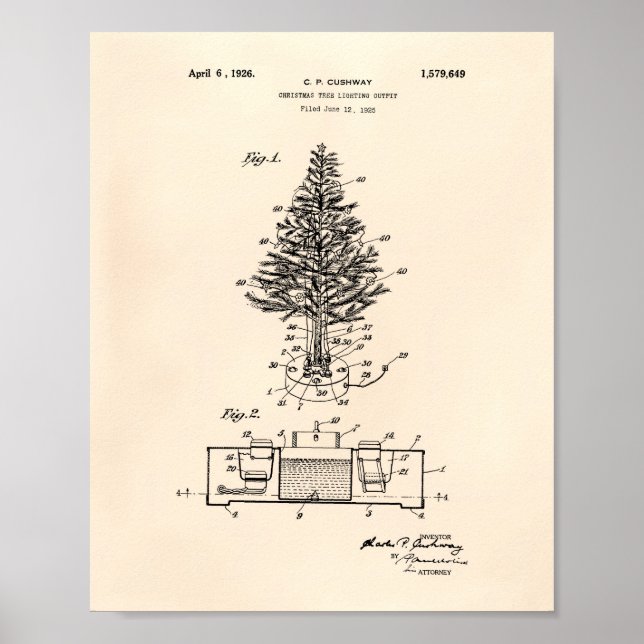 Christmas Tree 1925 Patent Art Old Peper Poster (Framsidan)