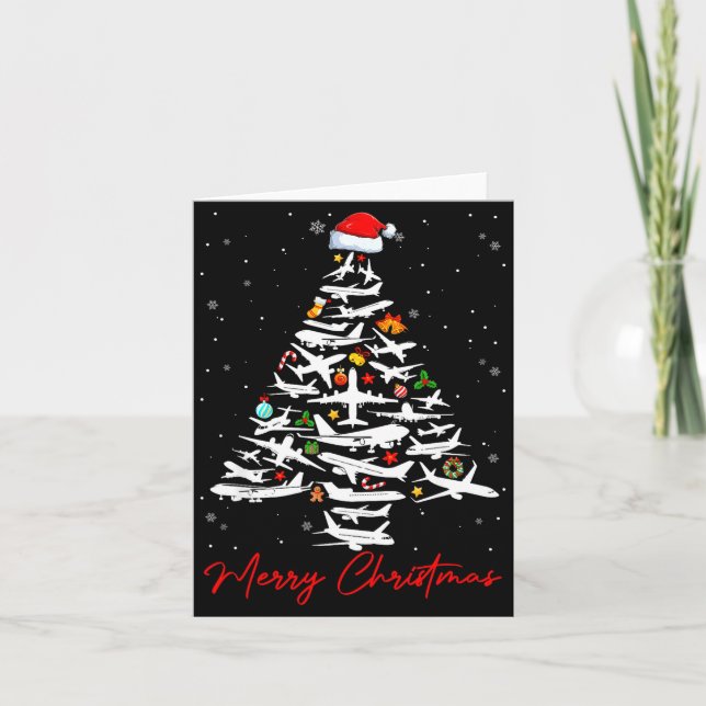 Christmas Tree Airplanes Lots Merry Christmas Men  Kort (Framsida)