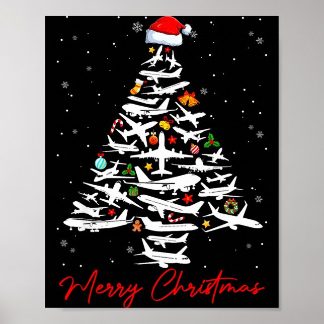 Christmas Tree Airplanes Lots Merry Christmas Men  Poster (Framsidan)