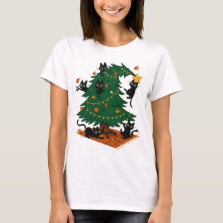 Christmas Tree And Cat T Shirt