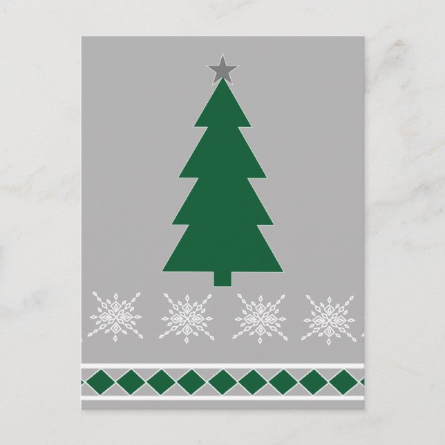 Christmas Tree and Snowflakes Pattern, Vykort (Framsida)