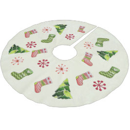 Christmas Tree and Stocking Whimsey Julgransmatta Borstad Polyester