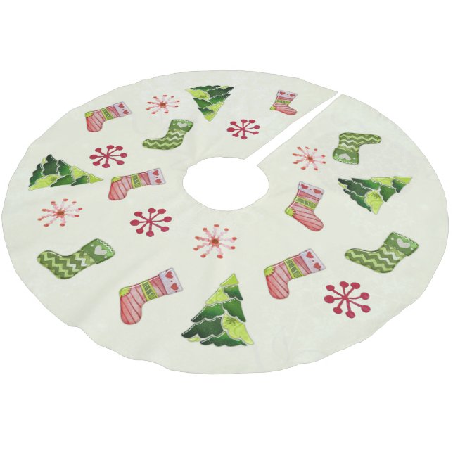 Christmas Tree and Stocking Whimsey Julgransmatta Borstad Polyester (Vinklad)