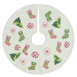 Christmas Tree and Stocking Whimsey Julgransmatta Borstad Polyester
