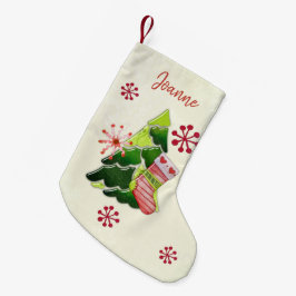 Christmas Tree and Stocking Whimsey Liten Julstrumpa