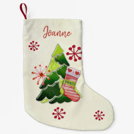 Christmas Tree and Stocking Whimsey Liten Julstrumpa