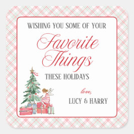 Christmas Tree Angel Favorite Things Fyrkantigt Klistermärke