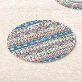 Christmas Tree Aztec Style Paper Underlägg Papper Rund