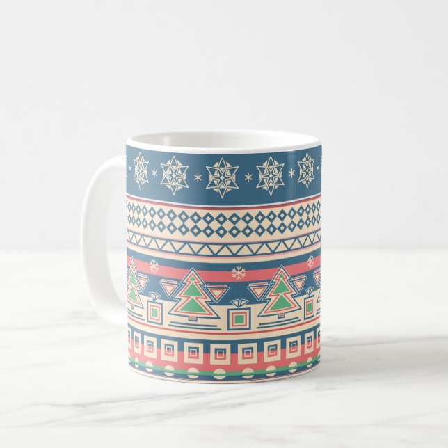 Christmas Tree Aztec Style - Unique Holiday Kaffemugg (Framsida vänster)