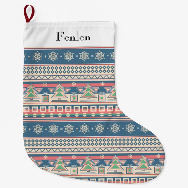 Christmas Tree Aztec Style - Unique Holiday Stor Julstrumpa (Framsidan)