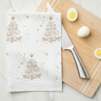 Christmas Tree Beige Seamless Pattern Kökshandduk