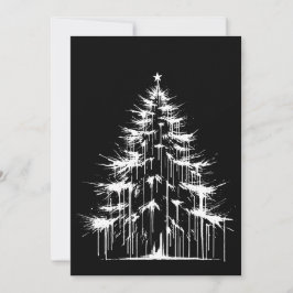 Christmas Tree Black & White Grunge Chic Aesthetic Julkort