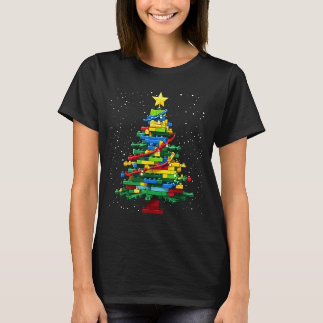 Christmas Tree Block Brick Building Xmas Master Bu T Shirt (Framsida)