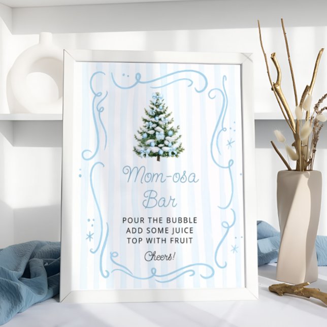Christmas Tree Blue Baby Shower Mom-osa Bar Poster (Skapare uppladdad)