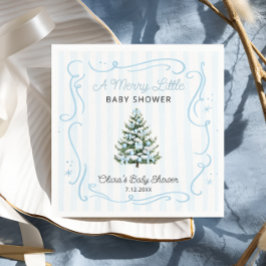 Christmas Tree Blue Winter Baby Shower Pappersservett