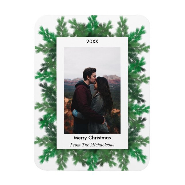 Christmas Tree Branches Photo Magnet (Vertikal)